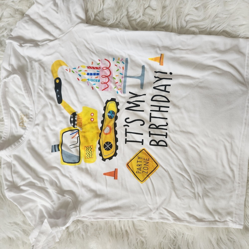 Kids Birthday T-Shirt with Construction Theme